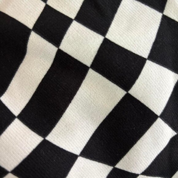 Discovery Black & White Checkerboard Dress with Bell Sleeves and Keyhole Front - Picture 2 of 3